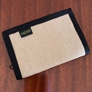 NWOT natural hemp wallet Velcro trifold many slots